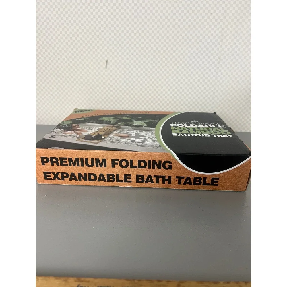 Temple Spring Bamboo Bathtub Caddy Tray Expandable Bath Organizer‎ Natural Wood